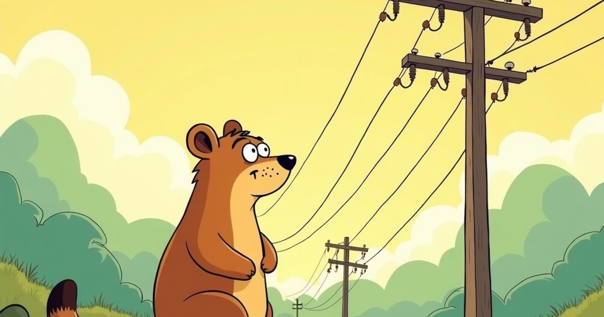 Urso 'desligado' em poste de energia